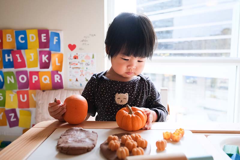 Growing Pumpkin Patch Pretend Play with Young Toddler